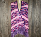 New Women's Purple Pink Hand Knitted Shawl Scarf Wrap Boho Hippie Handmade