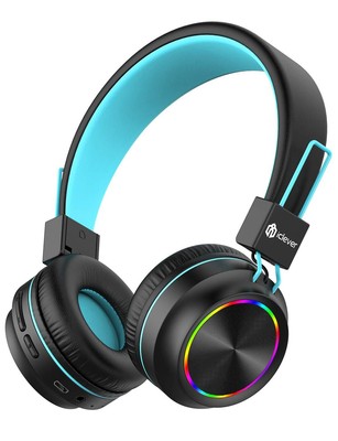 iClever BTH03 Kids Bluetooth Headphones Colorful LED Lights 35H Playtime Blue...