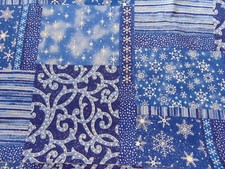 2009 Fabric Traditions Christmas Cotton Fabric Blue w/Snowflakes 2yds x 44"