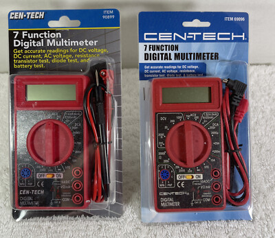2 Brand New CEN-TECH- 7 Function Digital Multimeters- Item Numbers 69096 & 90899