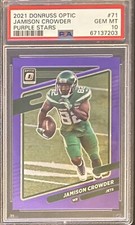 2021 Panini Donruss Optic Purple Stars Prizm /15 Jamison Crowder PSA 10 GEM MT