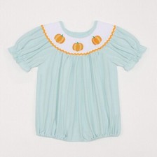 Boutique Pumpkin Baby Girls Blue Short Sleeve Romper Jumpsuit