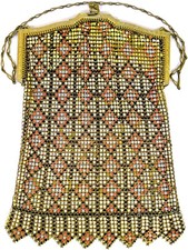 Vintage 1920  s Whiting  Davis Color Mesh Large Flapper Purse