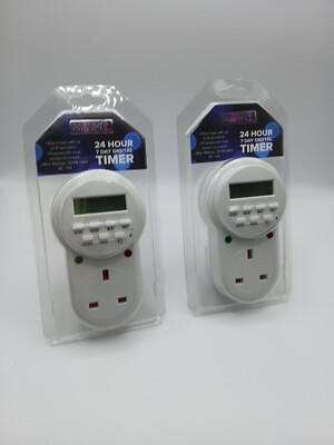 2X Daewoo Digital Netzstecker Timer mit LCD Display Steckdose 24 Std-C20