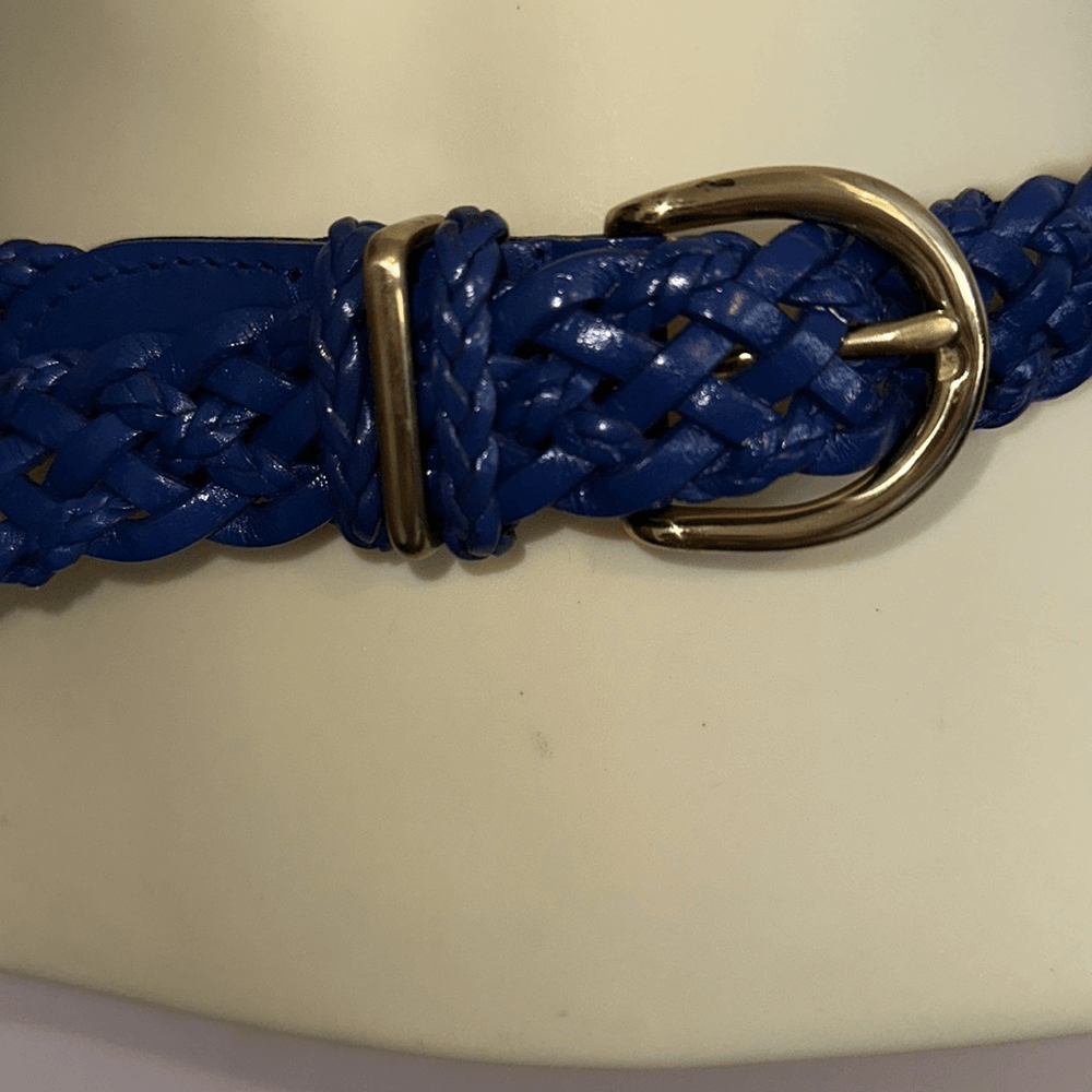 Vintage Talbots Woven Cotton Stretch Navy Leather Belt Solid Brass Buckle Size M Talbots | Accessories | Vintage Talbots Woven Cotton Stretch  main image 2