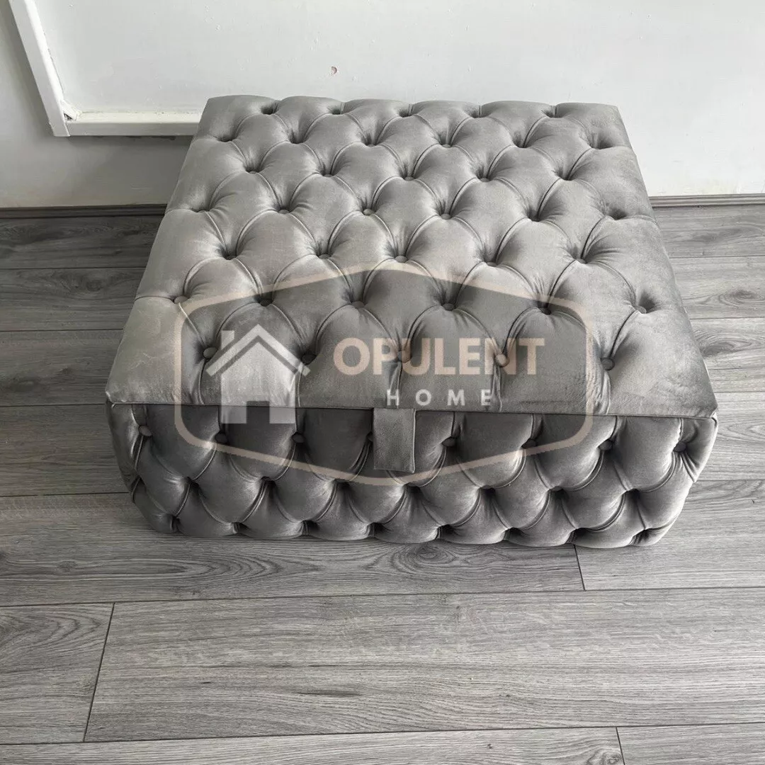 Extra Large 30 x 30 Square Chesterfield Ottoman Storage Toy and Blanket Box