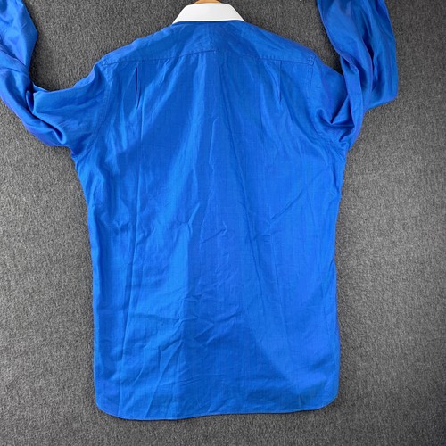 Turnbull Asser French Cuff Shirt Mens 15-38 Blue Contrast Collar Dress Shirt - Picture 7 of 13