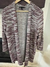 Lane Bryant Textured Open Weave Cardigan Open Front Cranberry Women's Size 18/20