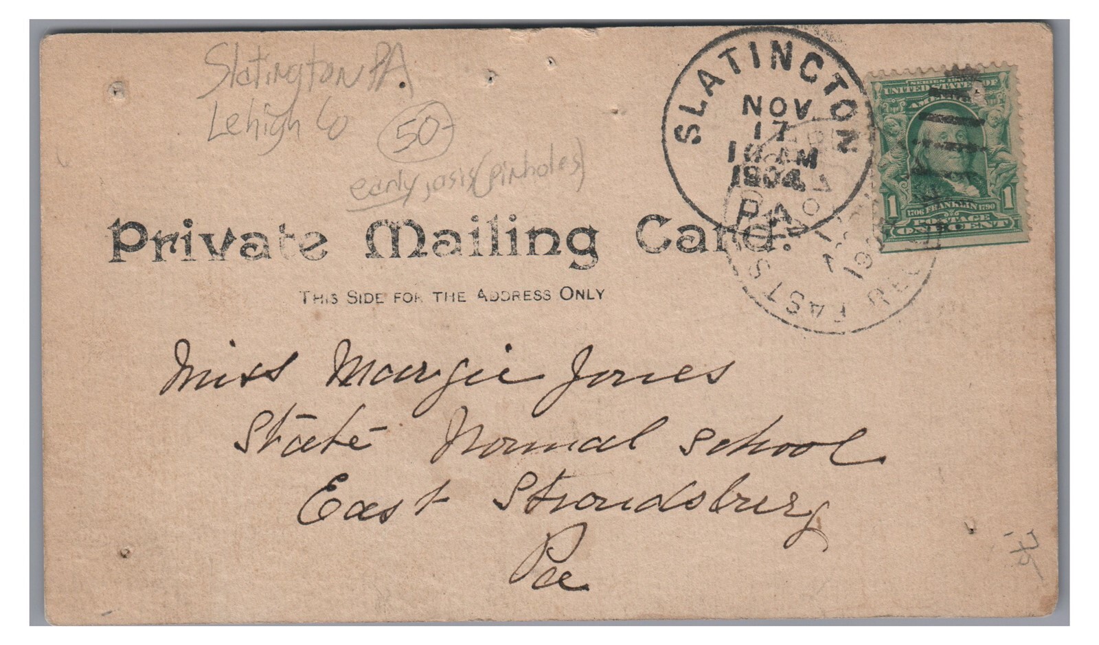 RPPC Active Slate Quarry SLATINGTON PA Lehigh County 1904! Real Photo