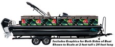 Hawaii Tiki Hibiscus Fern Graphic Kit Fish Decal Fishing Boat Wrap Pontoon Vinyl
