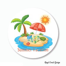 SUMMER VACATION ISLAND BEACH STICKERS ENVELOPE SEALS SCRAPBOOK STICKERS-2 SZS