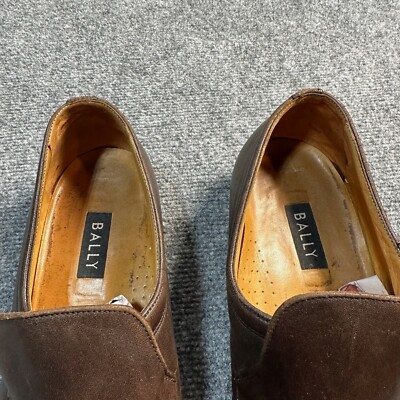 Bally Men\'s Brown Leather Slip-On Loafers with Gold Accent Bally Shoes Mens 11 D Brown Leather Slip On Low Top Loafers  main image 2