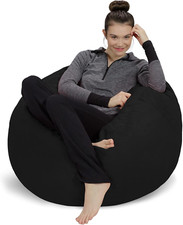 Ultra Soft Memory Foam Bean Bag Chair - 3ft Midnight Black Microsuede