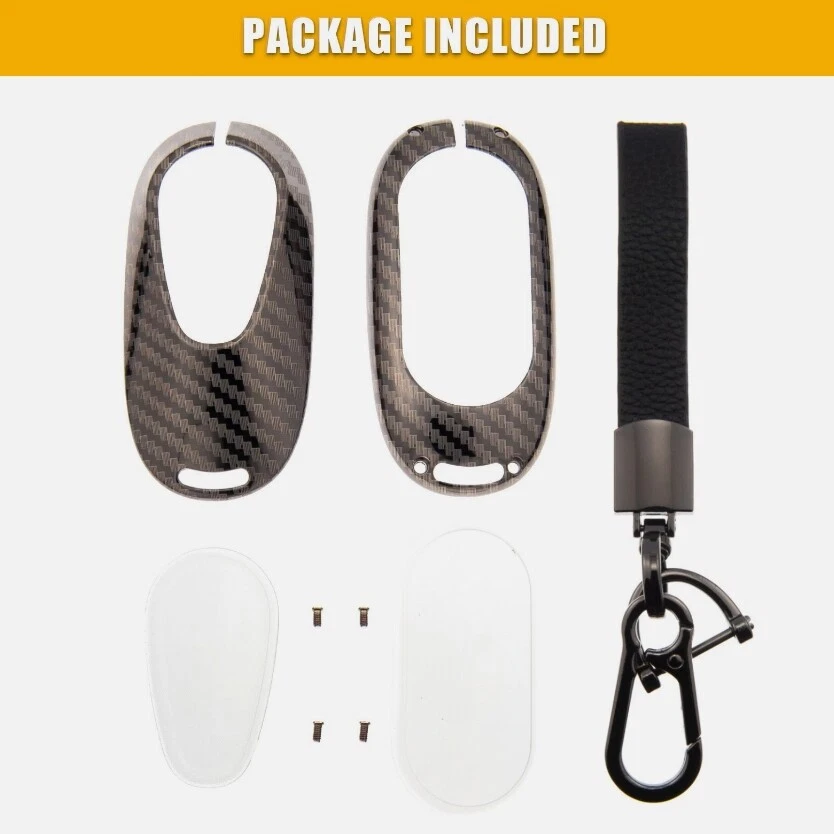 For Mercedes C E S GLC EQS EQE Class Car Key Fob Cover Chain Case - Image 4 of 4