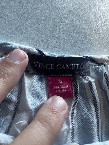 Camicia blusa VINCE CAMUTO donna piccola S top a righe ritagliata manica 3/4 - Foto 7 di 7