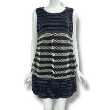 Chanel Sleeveless Dress Black White Zigzag Pattern Size 38 Length 29.5 in