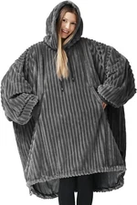 Nestl Wearable Blanket Hoodie Women and Men, Reversible Plush Microfiber Hooded 