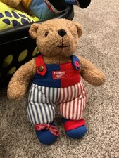 Oshkosh B'Gosh Teddy Bear Plush Stuffed Animal red blue striped vintage