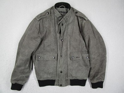 Barbour Jacket Mens Medium Grey Weather Worked Flyer Waterproof Bomber Coat