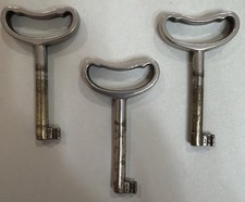 3 Vintage Skeleton Keys Hollow Barrel Unique Shape Chrome Farmhouse,Steampunk