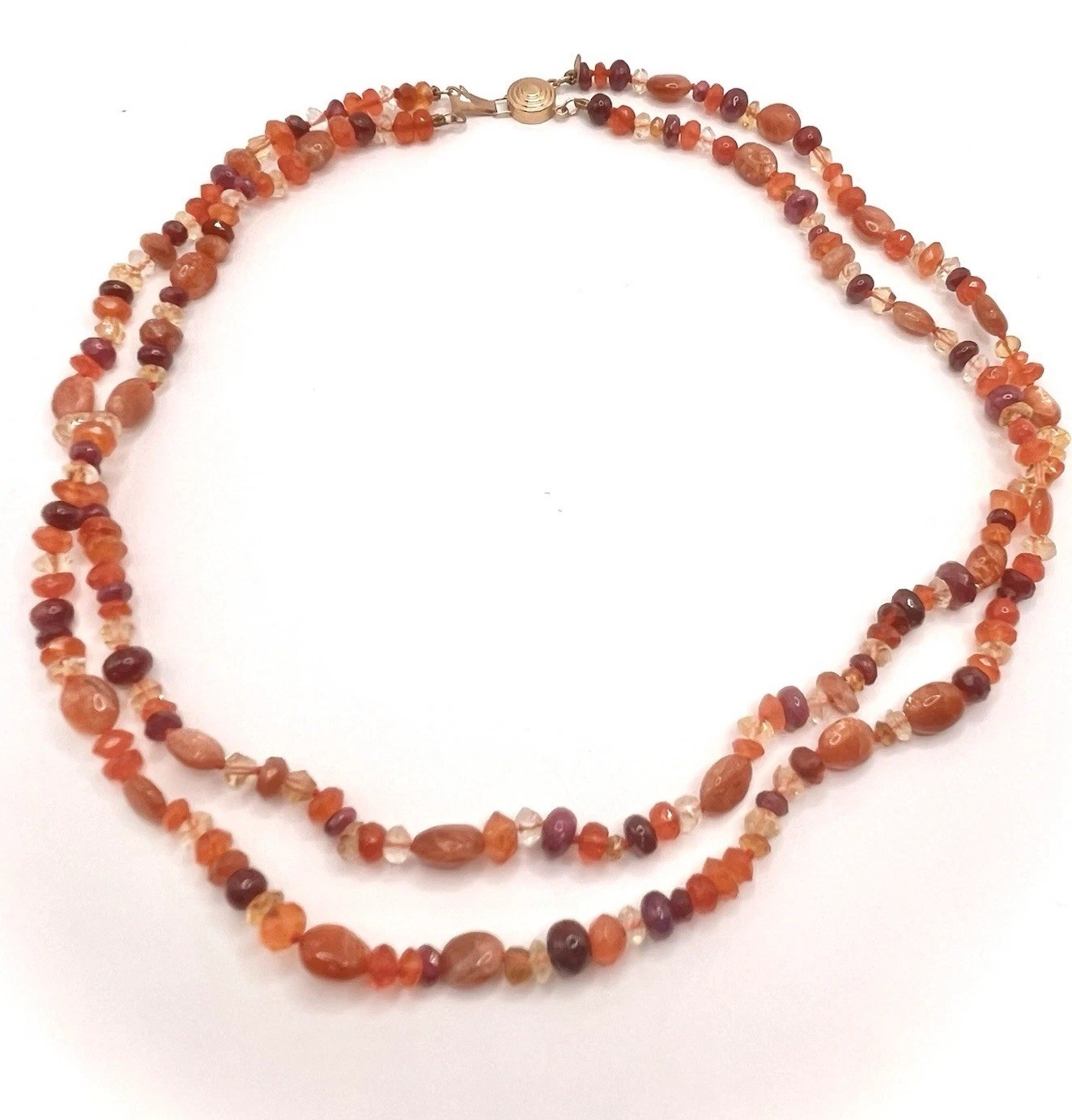 14k Gold Carnelian Gemstone Necklace Citrine Rubi… - image 5