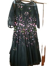 Rickie Freeman For Teri Jon Floral Print Embroidered Tulle Cocktail Dress Size L