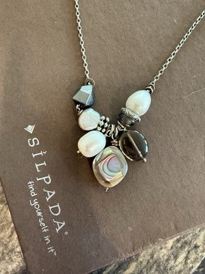 Silpada Halskette Sterlingsilber 925 Hämatit, Perle, Messing und Muschel