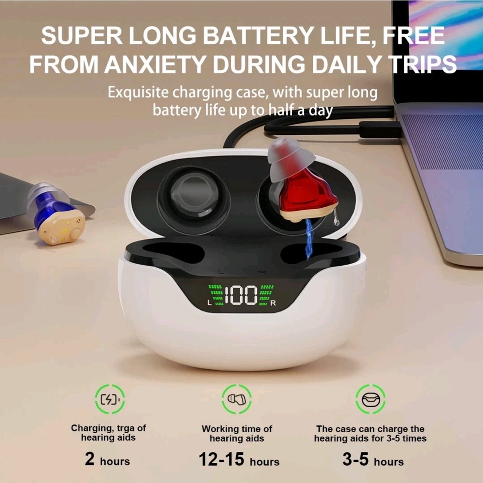 TWO MINI IN EAR CIC HEARING AMPLIFIER LEFT/RIGHT  EAR 3 PROGRAMS/ MODES USA - Image 4 of 4