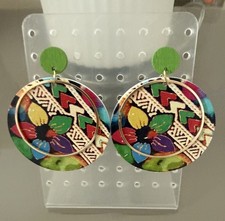 African Caribbean Queen Style Wooden Drop Unique Sophisticated Earrings.