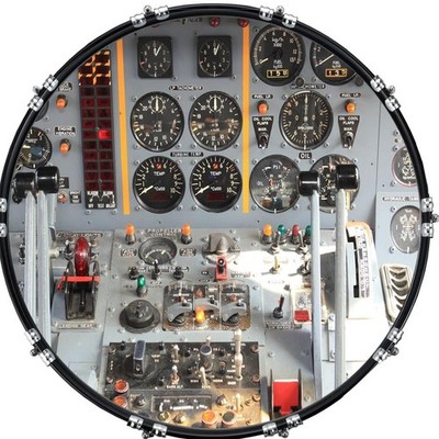 22'' Custom Bass Kick Drum Front Head Graphic Graphical Flight Deck 2