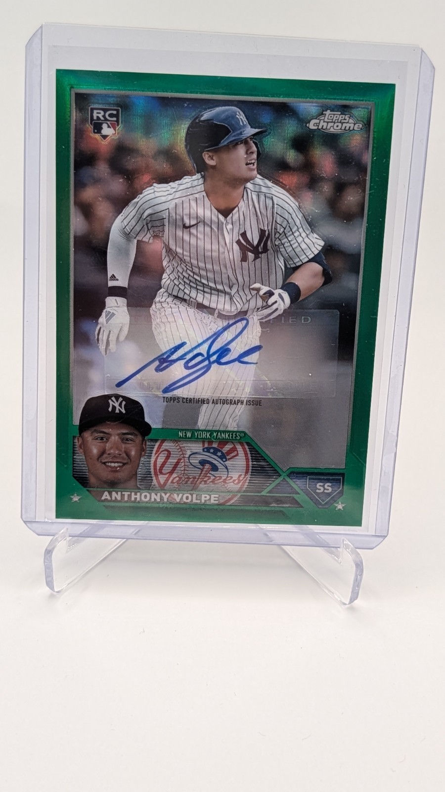 2023 Topps Chrome Update Autographs Anthony Volpe #AC-AV Green Refractor /99