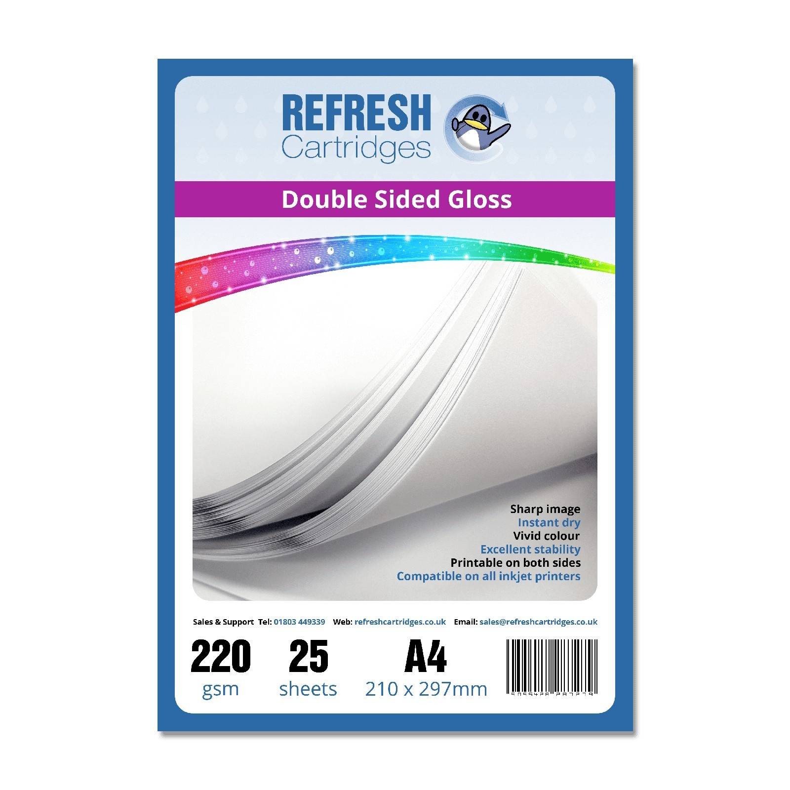 Refresh Cartridges Double Sided Glossy A4 Professional Inkjet Photo Paper 220gsm