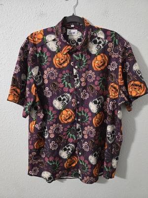 Euow Unisex Halloween Shirt Pumpkin Skulls Cinco De Mayo Adult Size Large Purple
