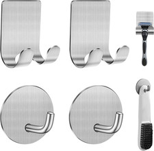 Razor Holder for Shower Adhesive Wall Hooks, Premium 304 Stainless Steel Showe