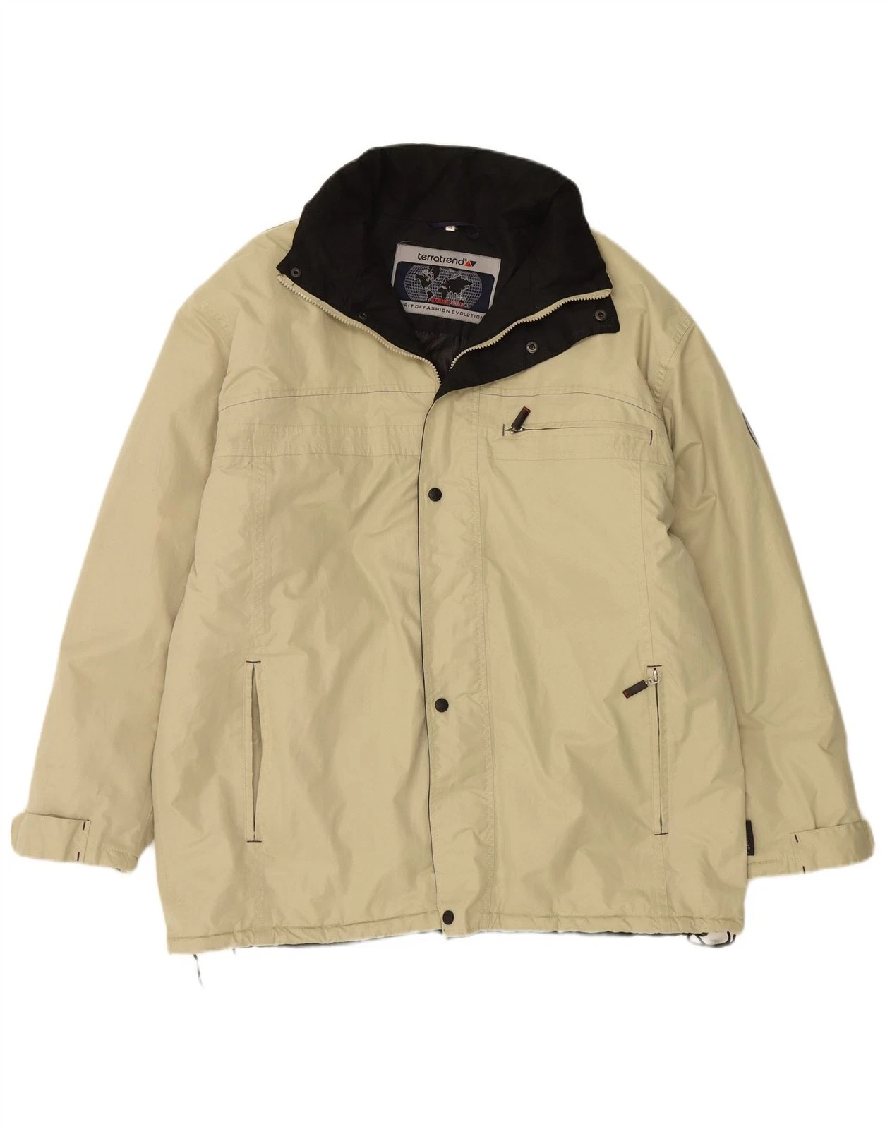 VINTAGE Mens Hooded Windbreaker Jacket UK 42 XL Beige Polyester YY15