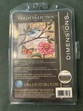 NEW Dimensions Gold Petites "BIRD POSTE" Cross Stitch KIT Butterly Flower Bird
