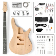 DIY GIB Style Electric Bass Guitar Kits with Mahogany Body, Maple Neck