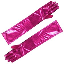 Rosy Long Patent Fake Gloves Women Costume Dance Performance Accessories