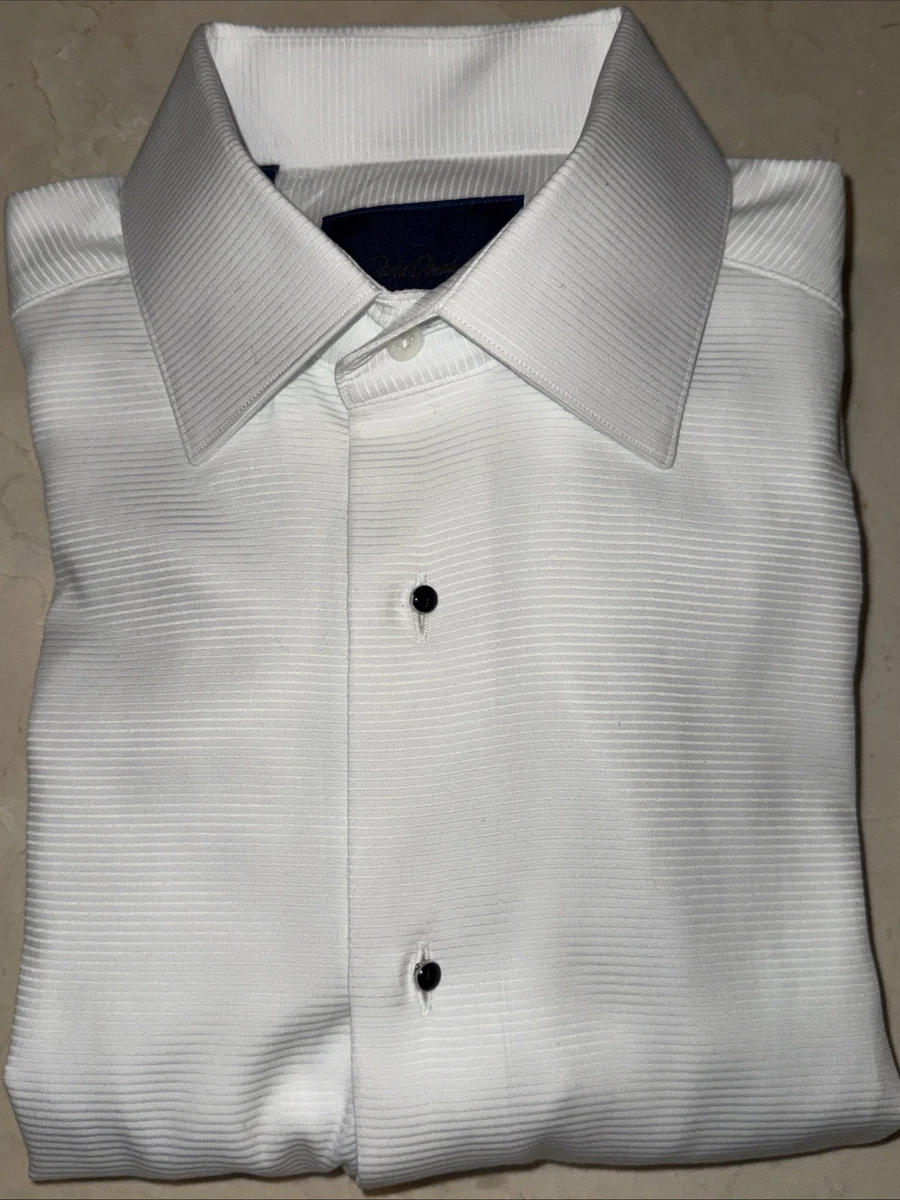 slim fit dress slacks David Donahue Slim Fit Printed Dobby Dress Shirt - White/ Chocolate main image 1