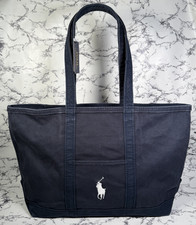 POLO RALPH LAUREN Washed Navy Big Pony Cotton Canvas Tote Bag BNWT Authentic