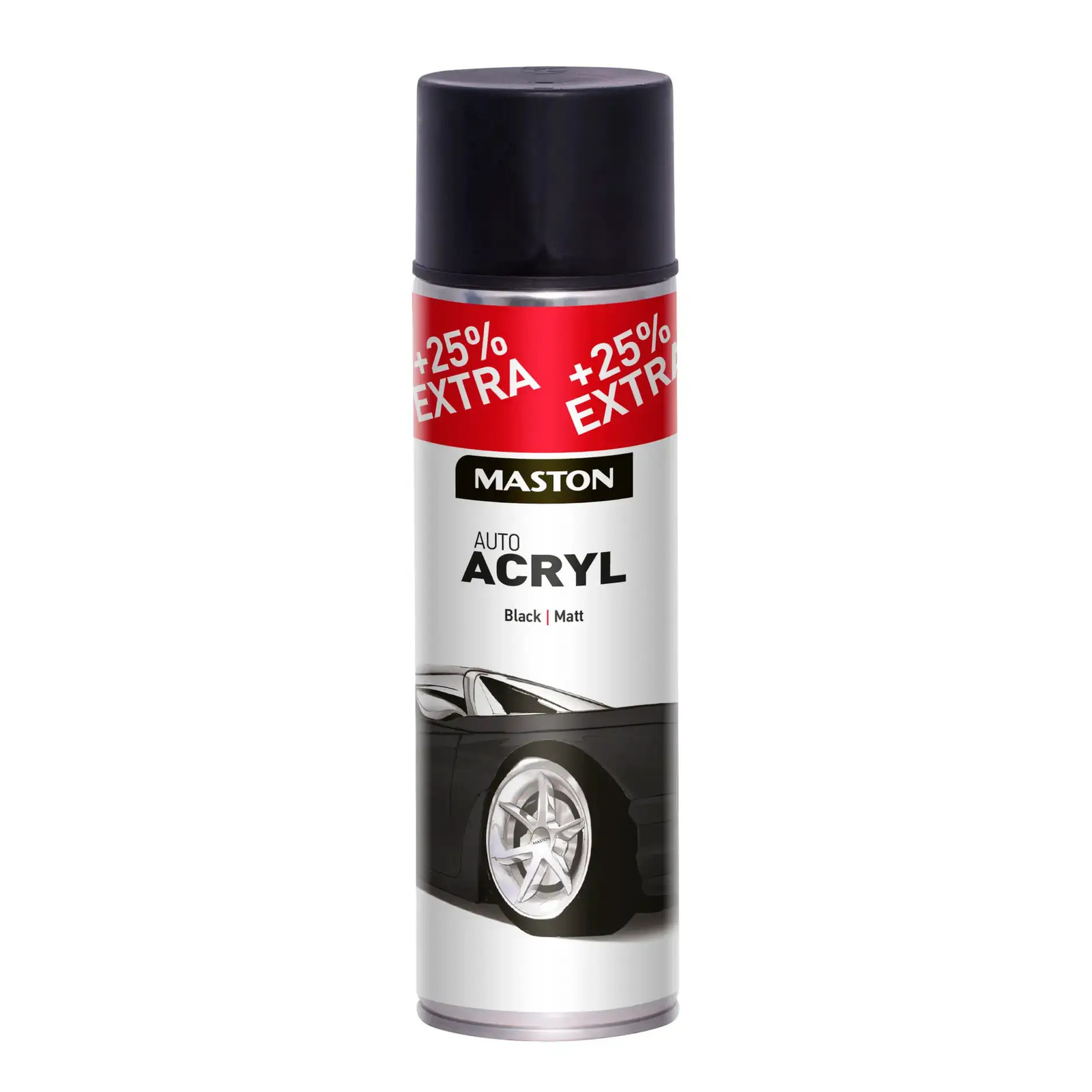 x4 Maston Car-Rep Auto Spray Paint Universal  AutoACRYL Black Matt 500ml