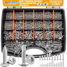 1095Pcs Self Tapping Screws for Metal, 8 10 M2 M3 M4 410 Stainless Steel Screws