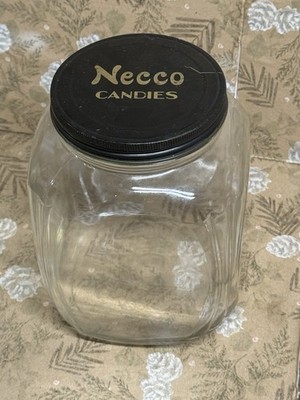 Vintage NECCO CANDIES Drug Store CANDY JAR - Store Counter Glass ADVERTISING