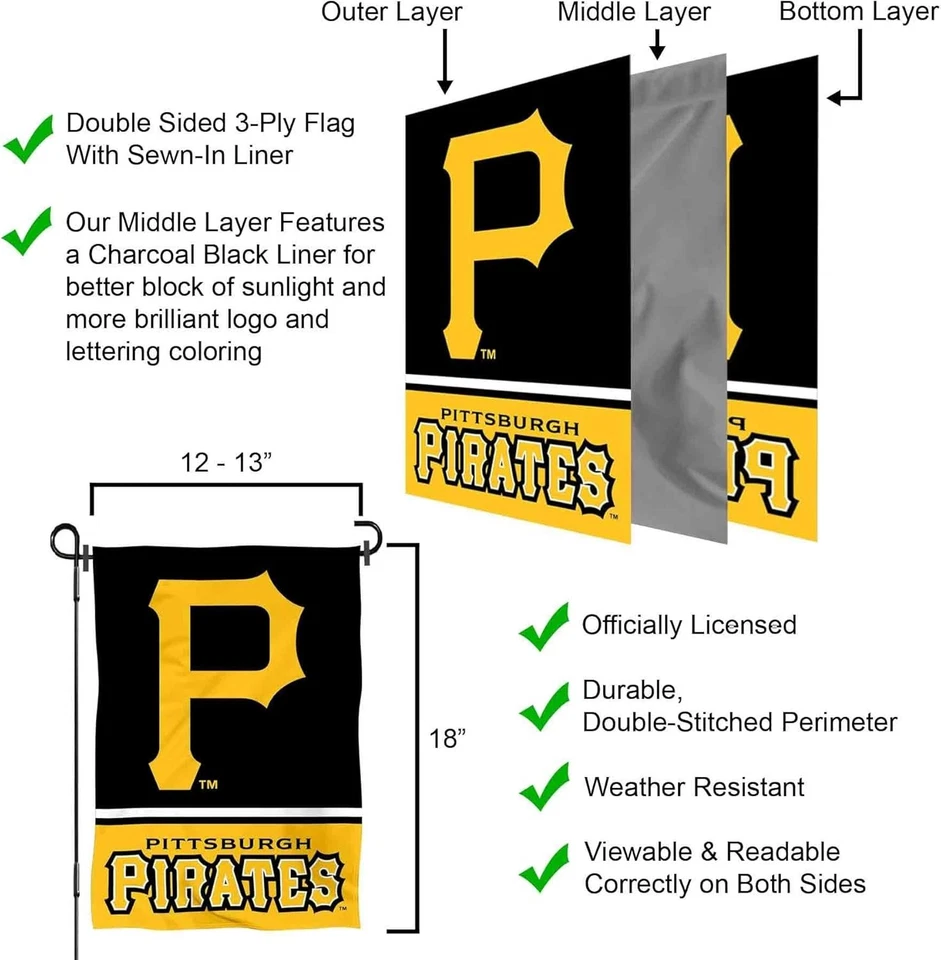 PITTSBURGH PIRATES---GARDEN FLAG AND POLE - Image 2 of 3