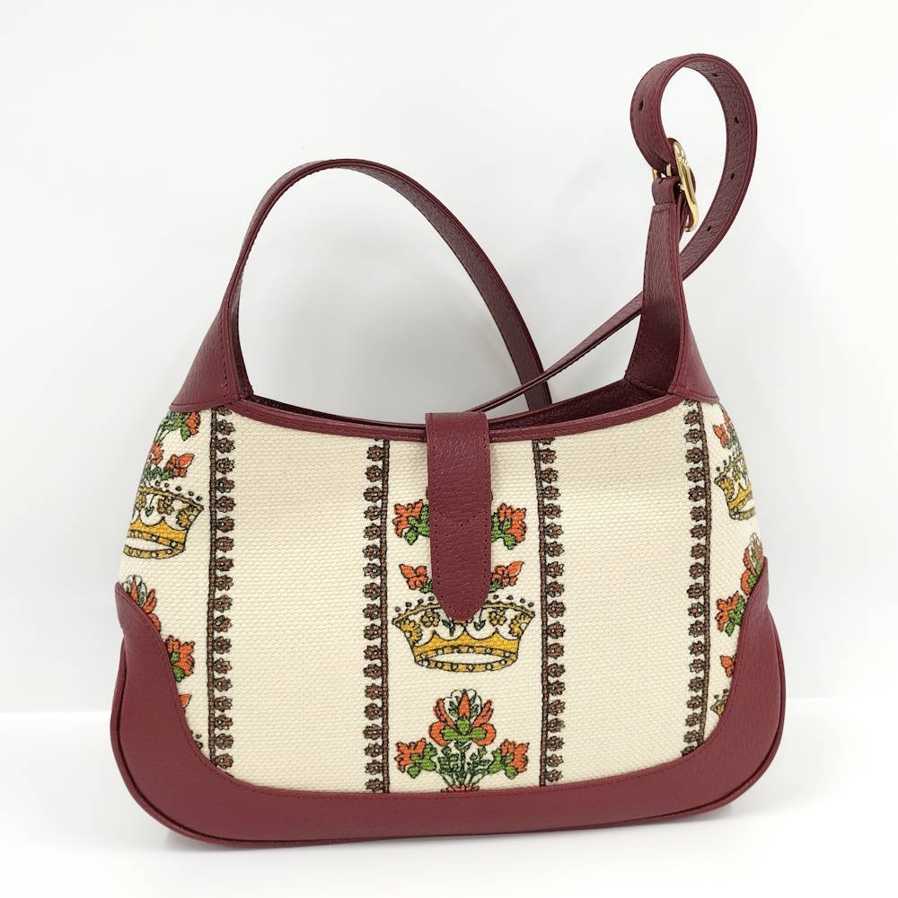 バックコラボバック GUCCI Jackie 1961 Small Shoulder Bag Canvas Leather Red Music Is