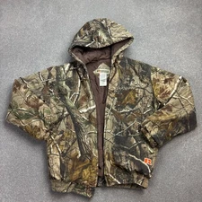 RealTree Jacket Womens Medium Brown Canvas Workwear Hood Hunting Camo Lady*