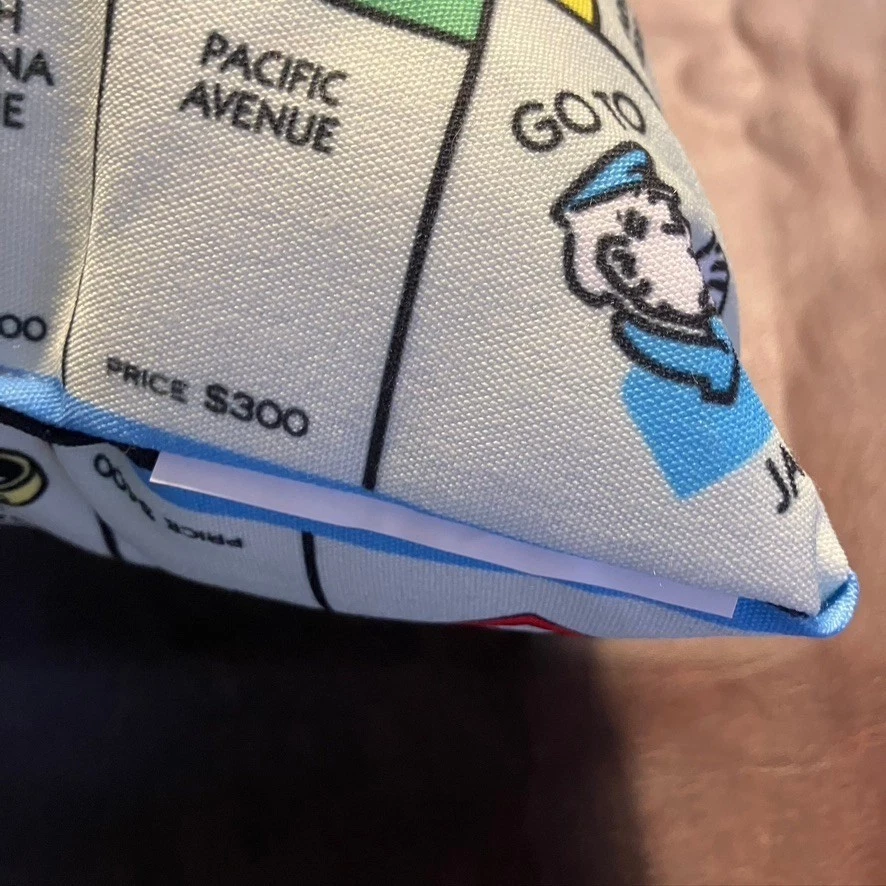Monopoly Board Game Throw Pillow Couch Bed Decor Parker Brothers Accent Cushion - Image 4 of 4