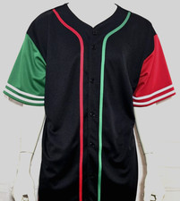 2 BASEBALL jerseys FOR MEN/WOMEN, NEW, black / red & green, size M, made in USA.