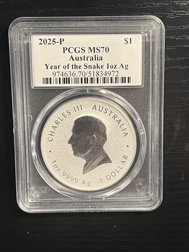 2025 P Australia $1 1oz Silver Year of the Snake PCGS MS70 ULTRA LABEL - Picture 7 of 7