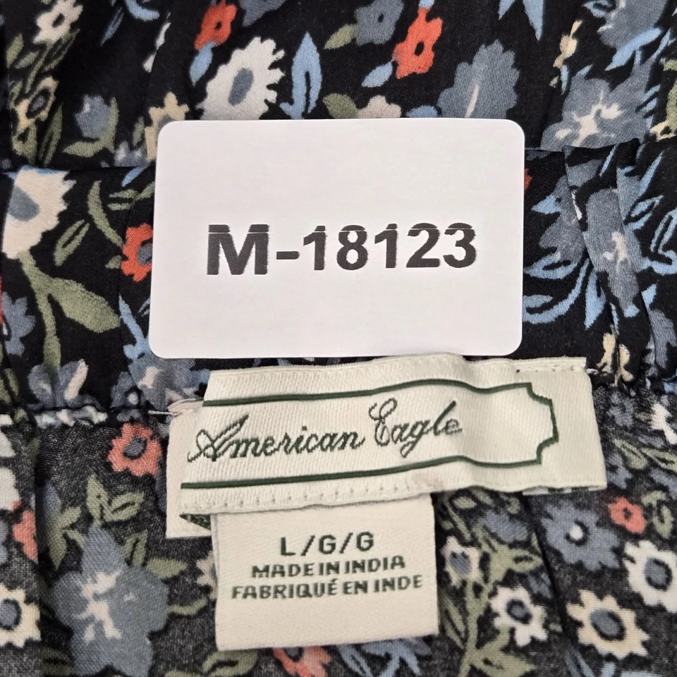 American Eagle Women Dress LARGE Black Floral Sundress Cottagecore Button - Image 2 of 4